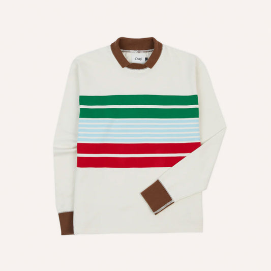 Mock Neck LS Centre Stripe Rugby Shirt