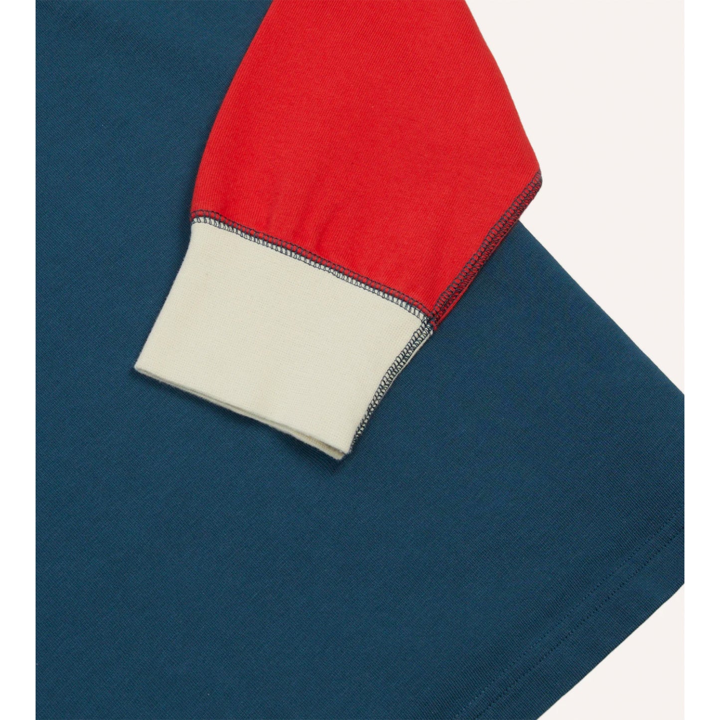 Colourblock Cotton Rugby Shirt in Navy, Red, Yellow and Green