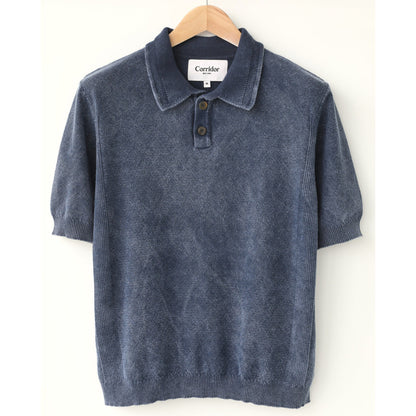 Rice Stitch Polo in Midnight