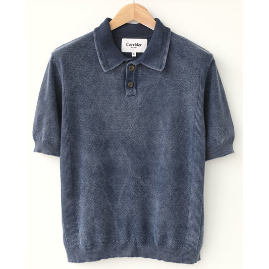 Rice Stitch Polo in Midnight