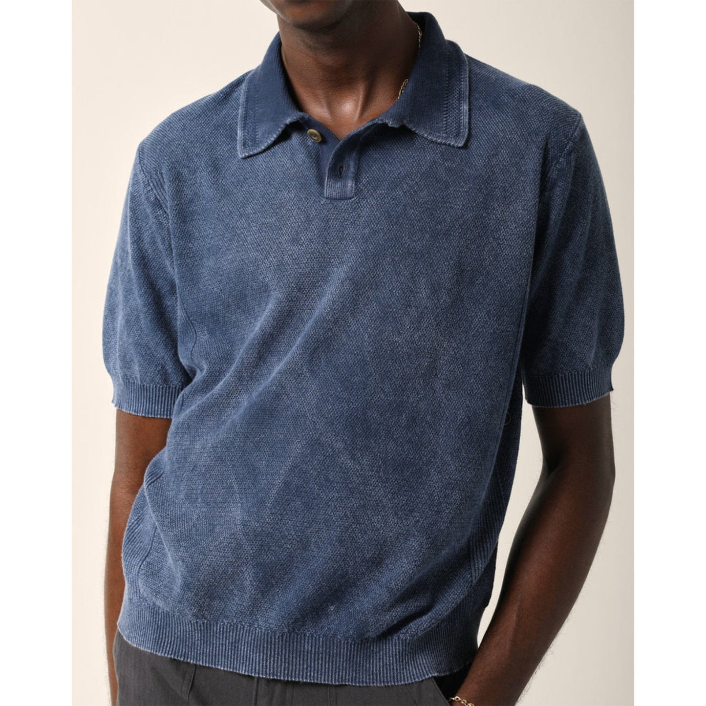 Rice Stitch Polo in Midnight