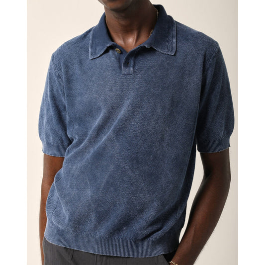 Rice Stitch Polo in Midnight