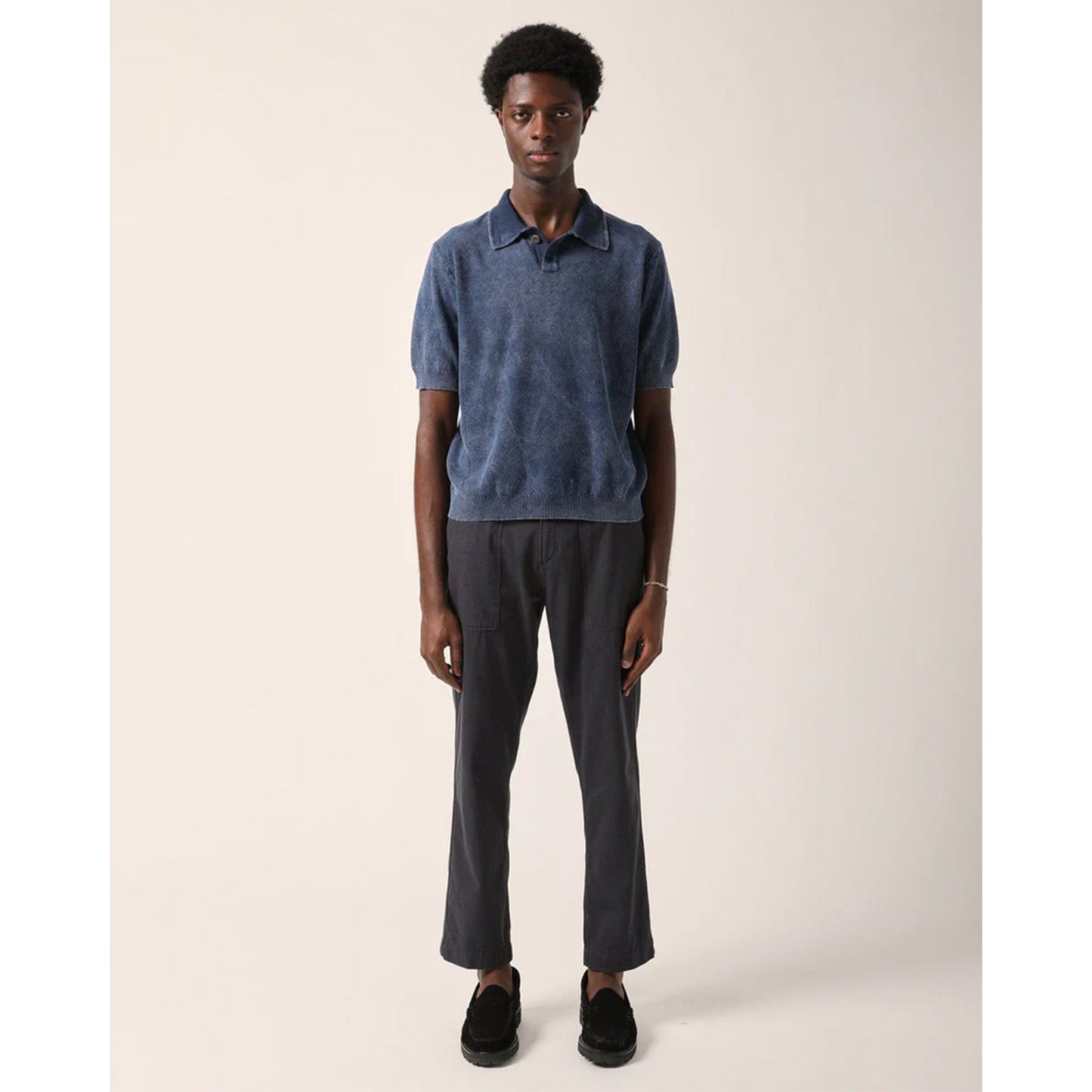 Rice Stitch Polo in Midnight