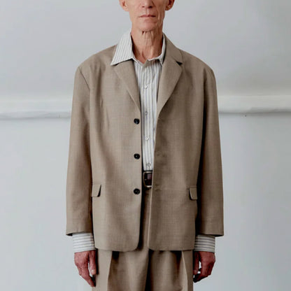 Sid Pure New Wool Blazer in Dark Beige