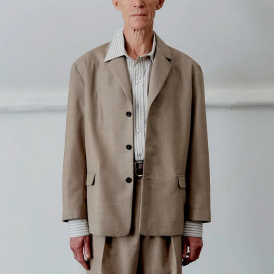 Sid Pure New Wool Blazer in Dark Beige