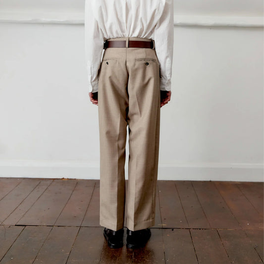 Pure New Wool Silas Trouser in Dark Beige