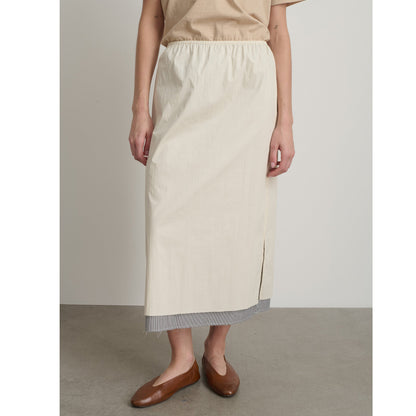 Slip Skirt in Oyster/Black White Stripe