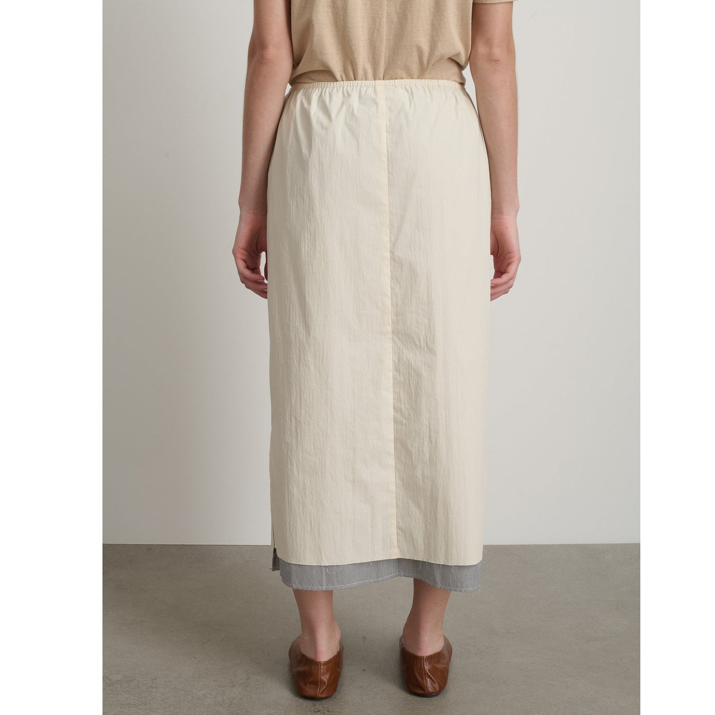Slip Skirt in Oyster/Black White Stripe