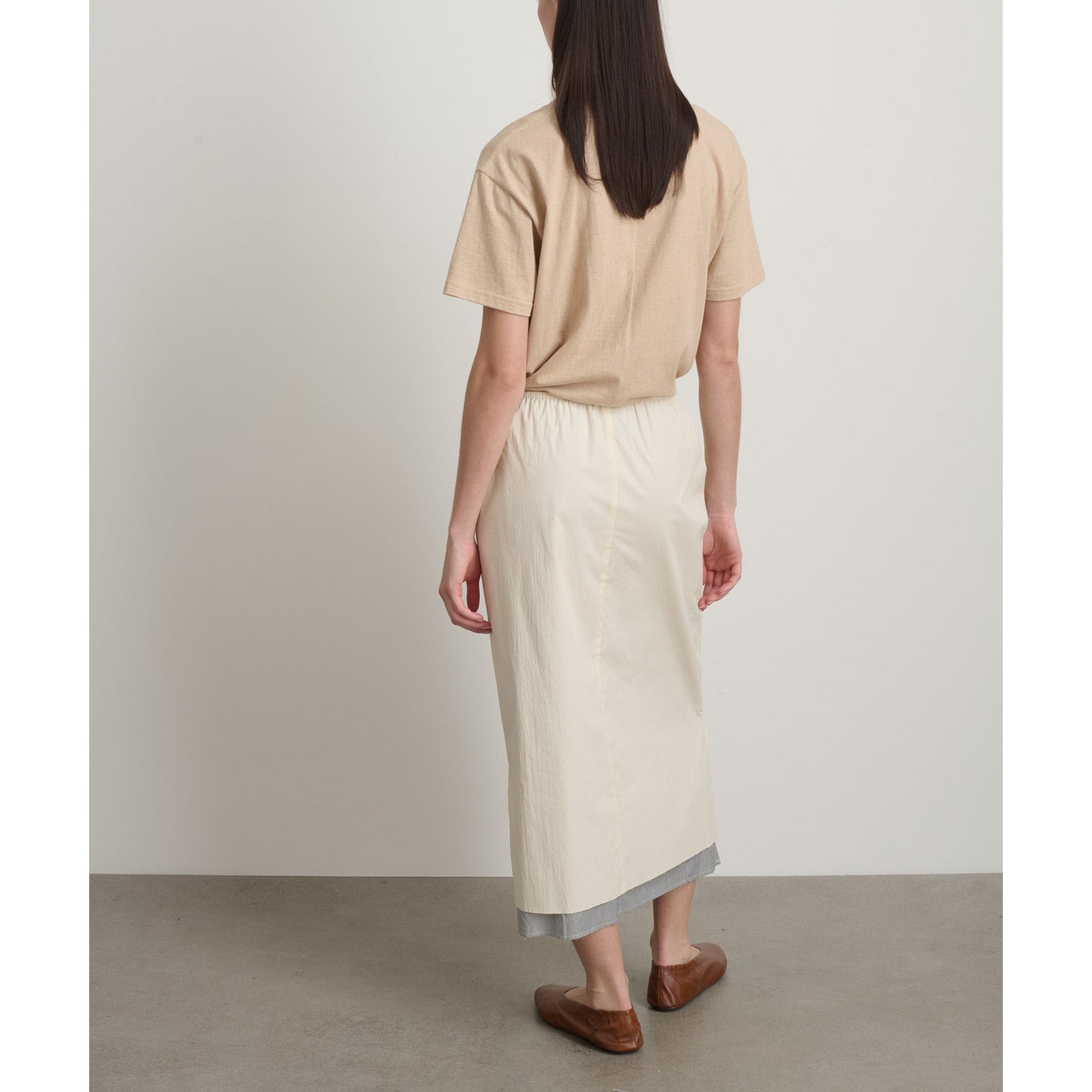 Slip Skirt in Oyster/Black White Stripe