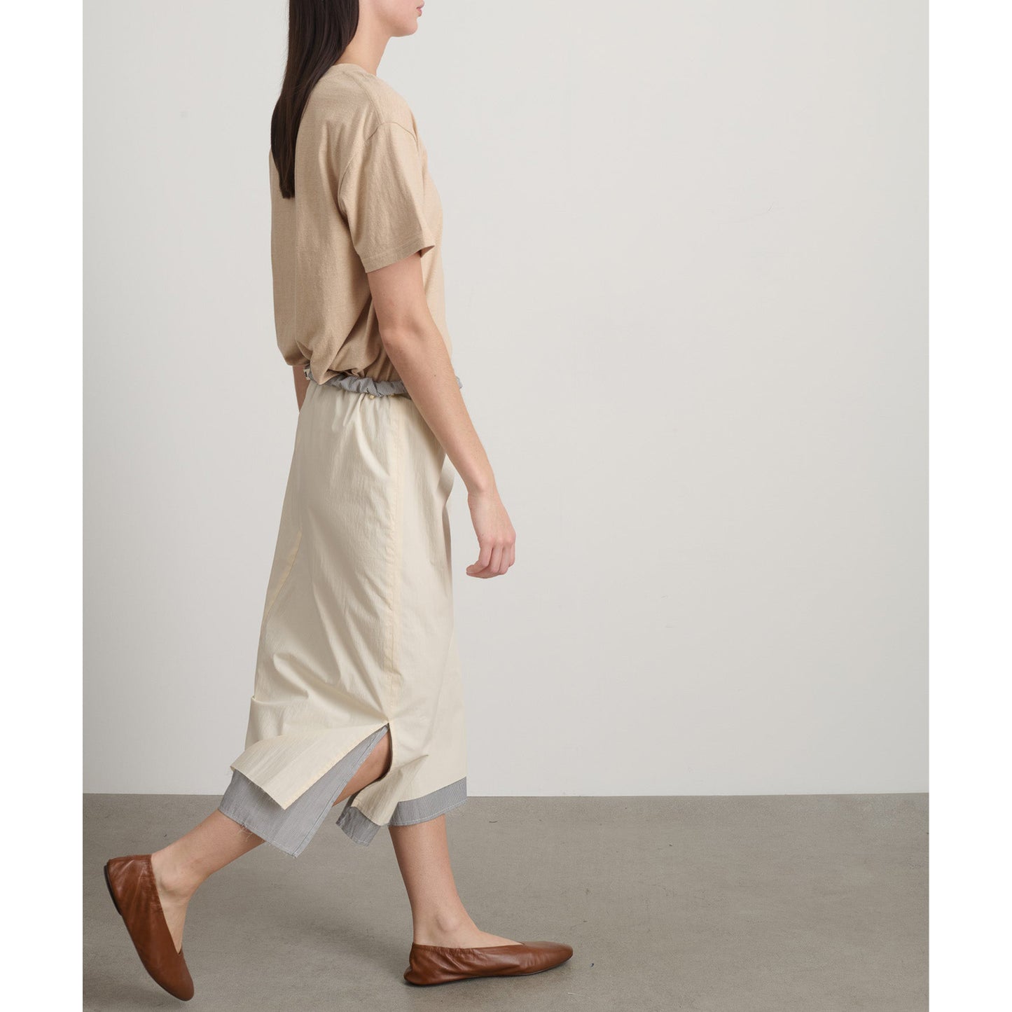 Slip Skirt in Oyster/Black White Stripe