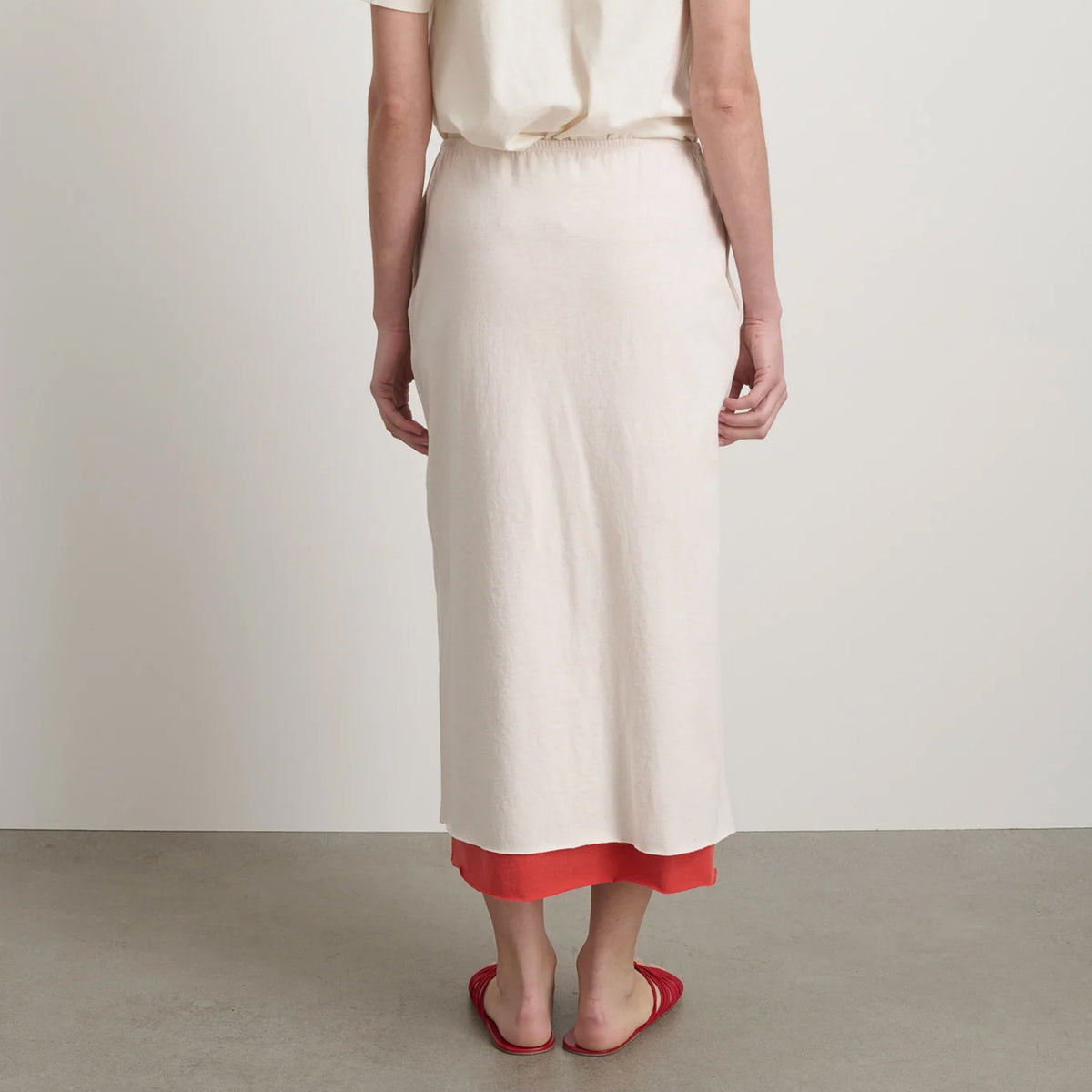 Slip Skirt in Oyster/Geranium