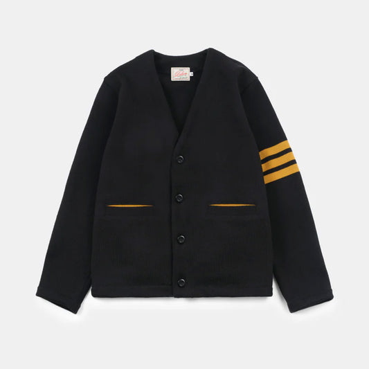 Slouchy Cardigan in Black and Old Gold