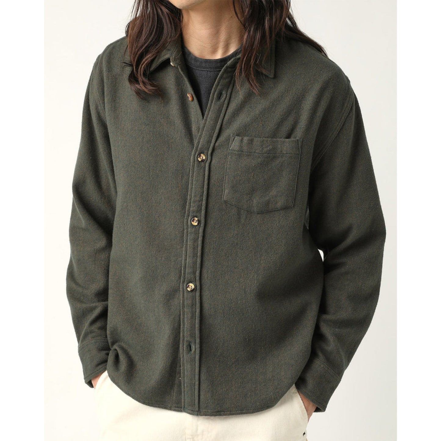 Brushed Flannel L/S in Army