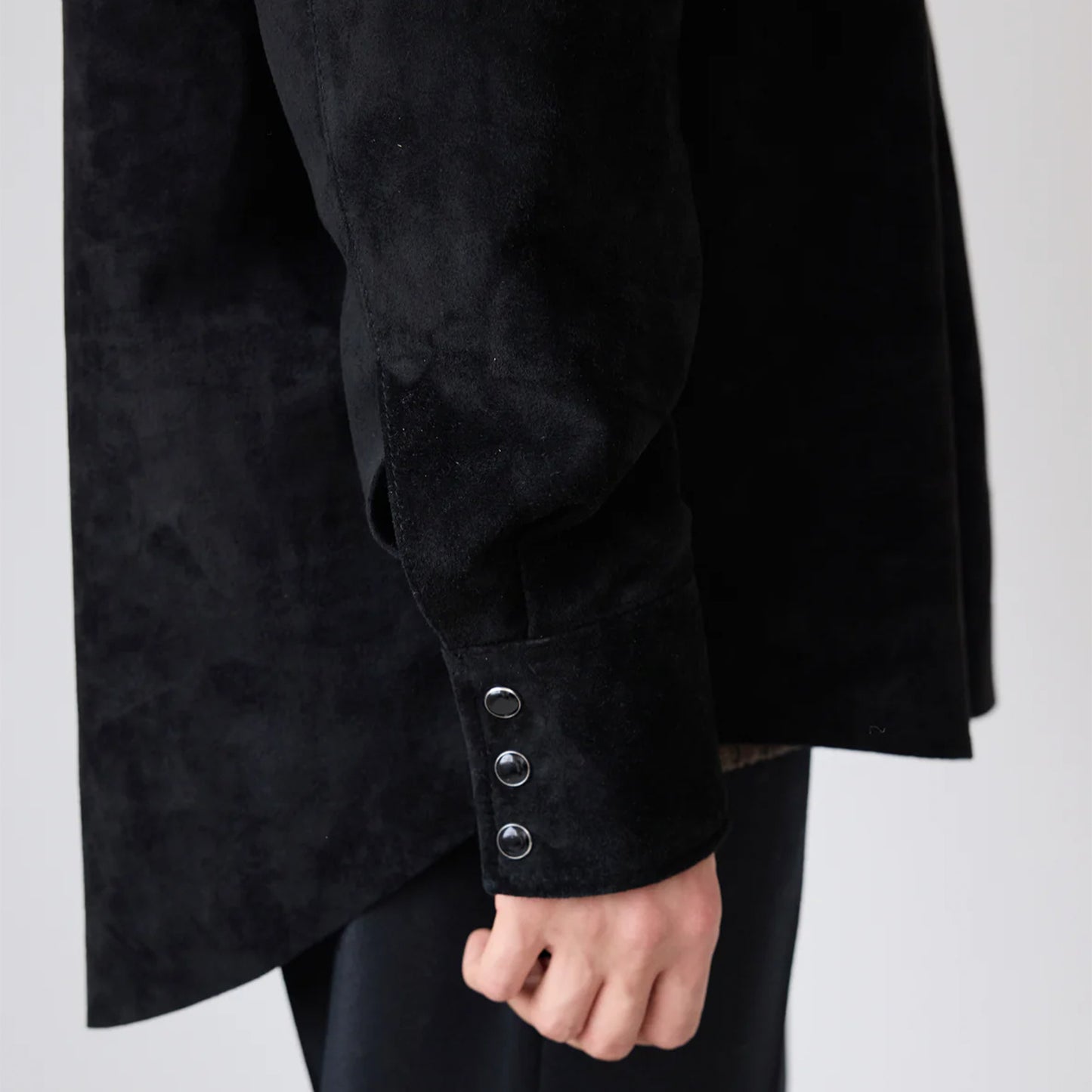 Suede Western Shirt in Black