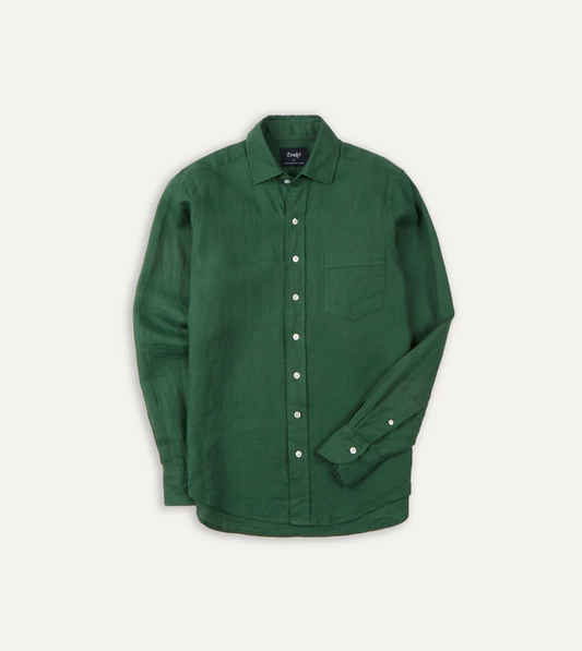 The Linen Summer Shirt in Forest Green