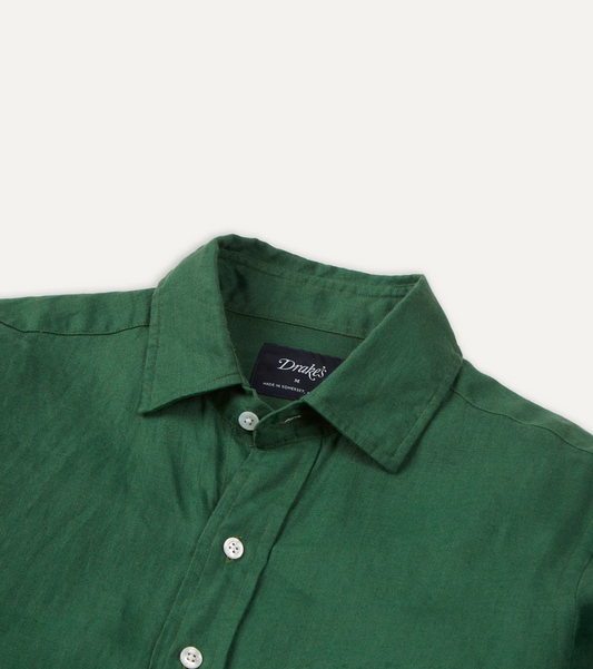 The Linen Summer Shirt in Forest Green