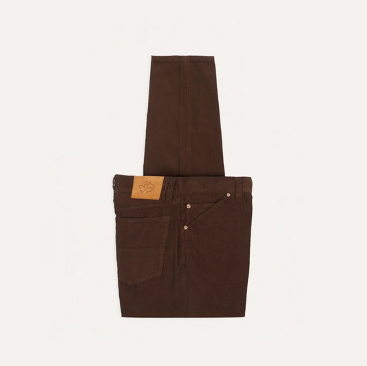Japanese Selvedge Needlecord Five-Pocket Trousers in Brown