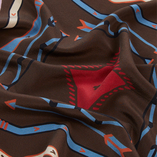 Tribal Pocket Square in Brown Pink