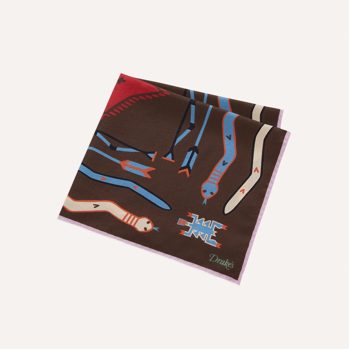 Tribal Pocket Square in Brown Pink