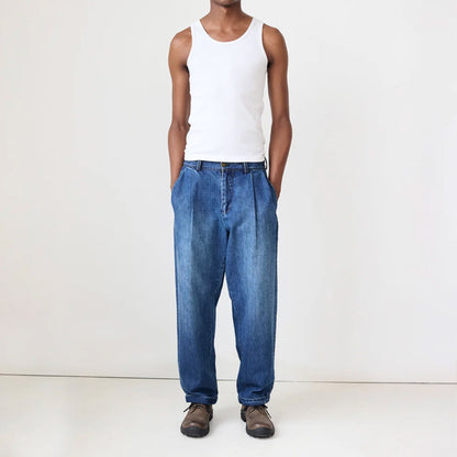 Washed Pleated Denim