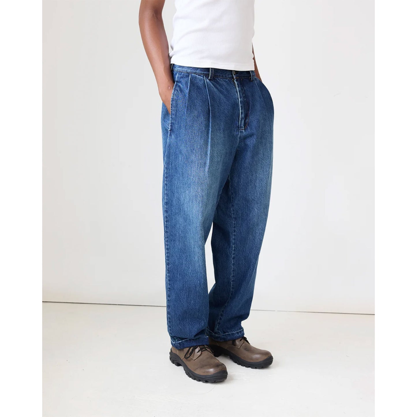 Washed Pleated Denim