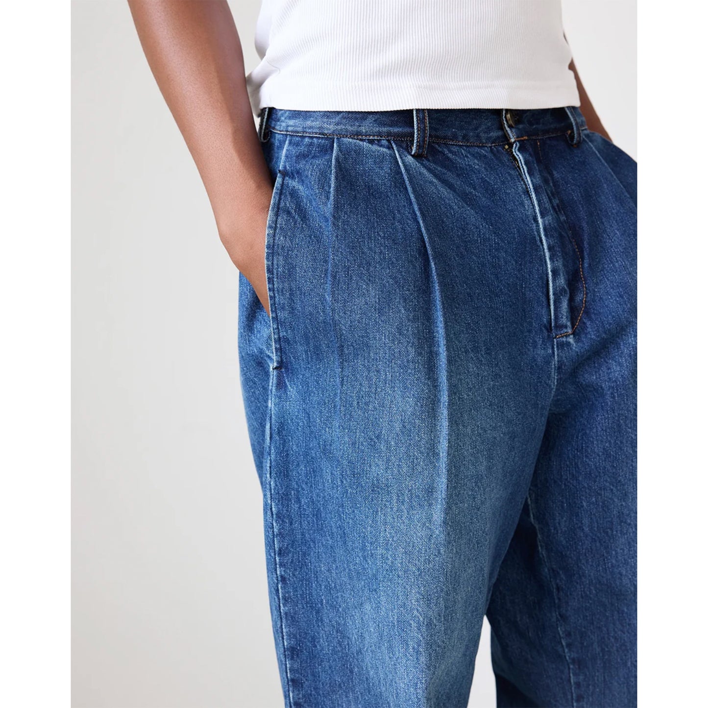 Washed Pleated Denim