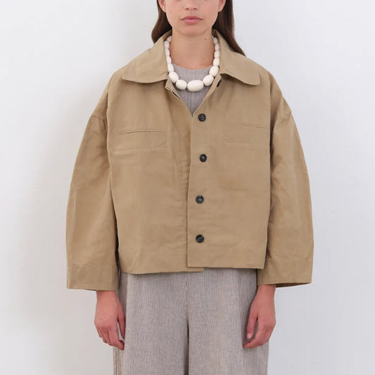 British Dry Oilskin Wesley Jacket in Beige