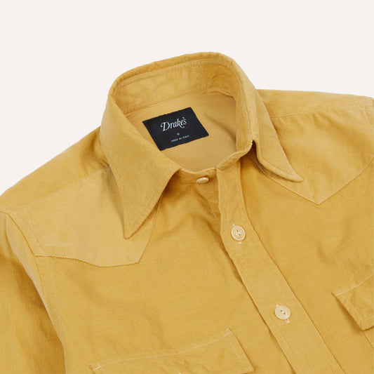 Two-Pocket Western Corduroy Shirt in Yellow