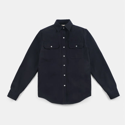Drover Gaberdine Western Shirt in Navy