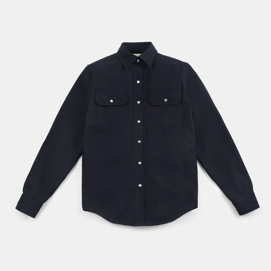 Drover Gaberdine Western Shirt in Navy