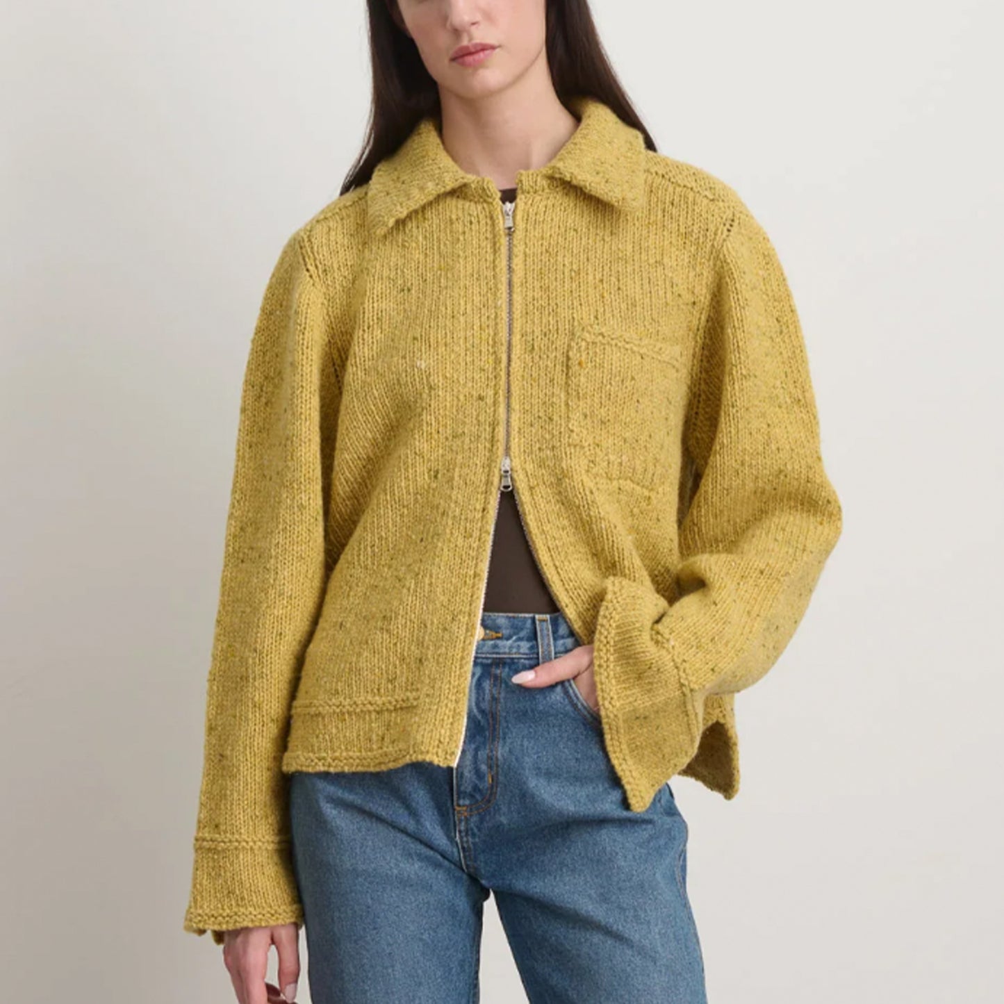 Zip Knit Jacket in Marigold